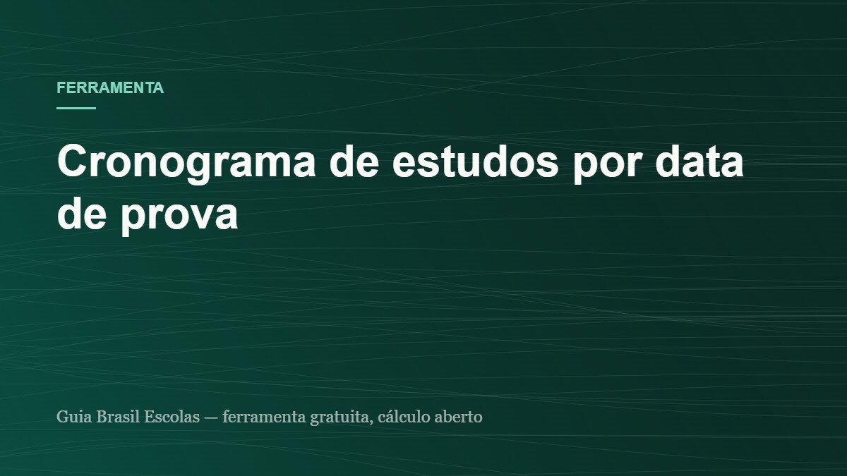 Capa da ferramenta: Cronograma de estudos por data de prova